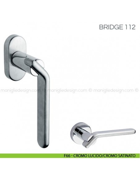 Maniglia per finestra martellina DK Bridge Fimet Handles F66 - Cromo Lucido/Cromo Satinato