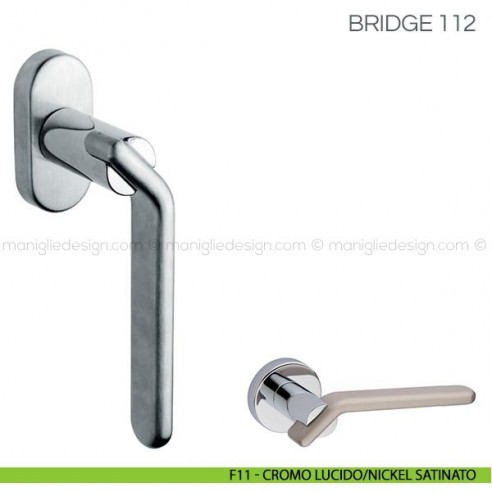 Maniglia per finestra martellina DK Bridge Fimet Handles F11 - Cromo Lucido/Nickel Satinato