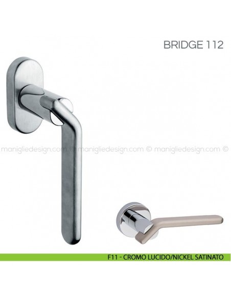 Maniglia per finestra martellina DK Bridge Fimet Handles F11 - Cromo Lucido/Nickel Satinato
