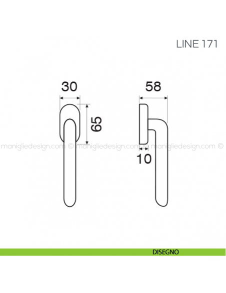 Maniglia per finestra martellina DK Line Fimet Handles disegno