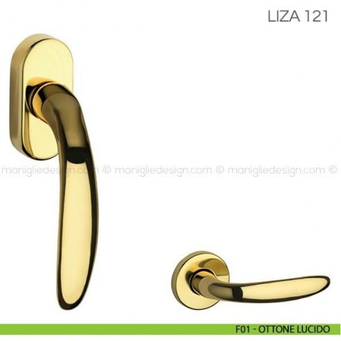 Maniglia per finestra martellina DK Liza Fimet Handles F01 - Ottone Lucido