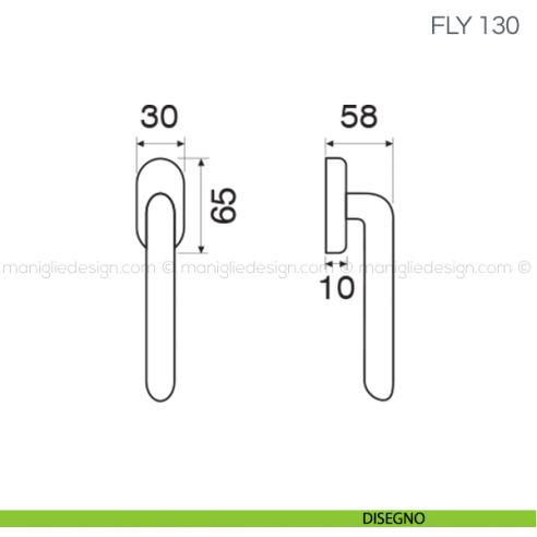 Maniglia per finestra martellina DK Fly Fimet Handles disegno