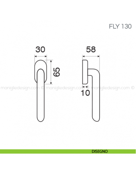 Maniglia per finestra martellina DK Fly Fimet Handles disegno