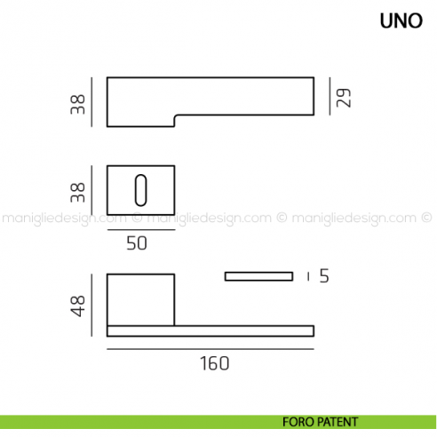 Maniglia per porta Uno Comit foro patent