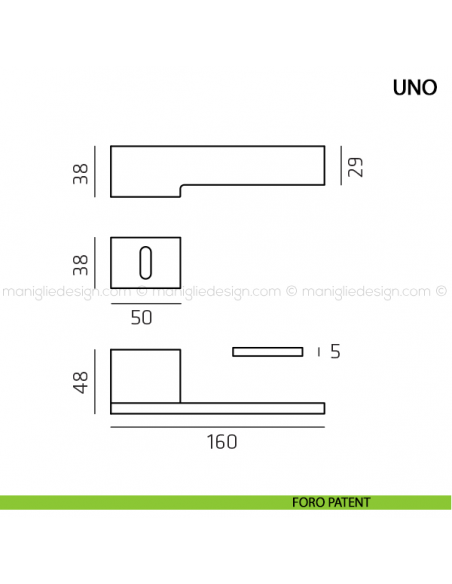 Maniglia per porta Uno Comit foro patent