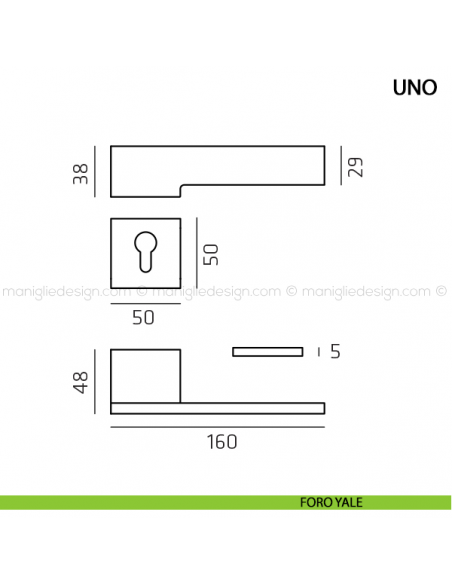 Maniglia per porta Uno Comit foro yale
