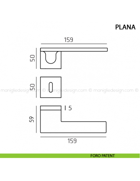 Maniglia per porta Plana Comit foro patent