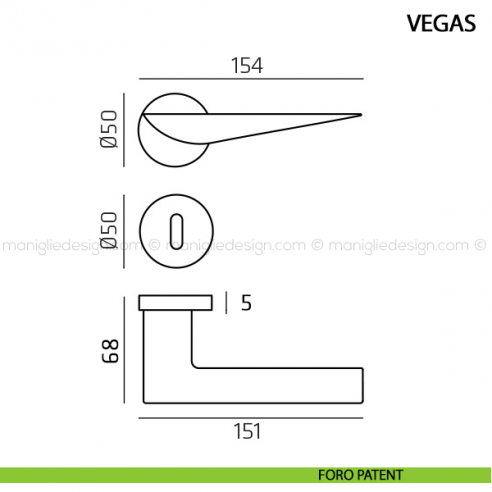 Maniglia per porta Vegas Comit foro patent