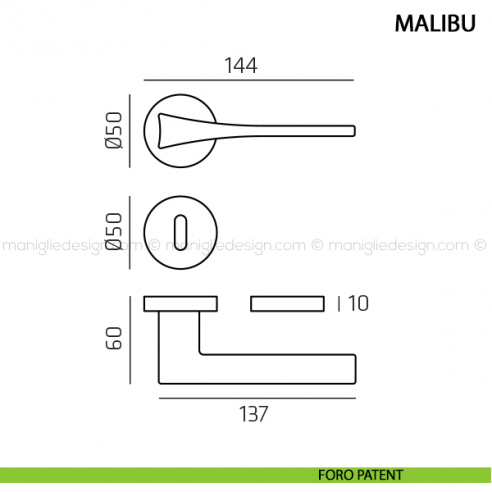 Maniglia per porta Malibu Comit foro patent