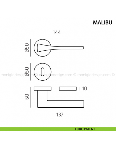 Maniglia per porta Malibu Comit foro patent