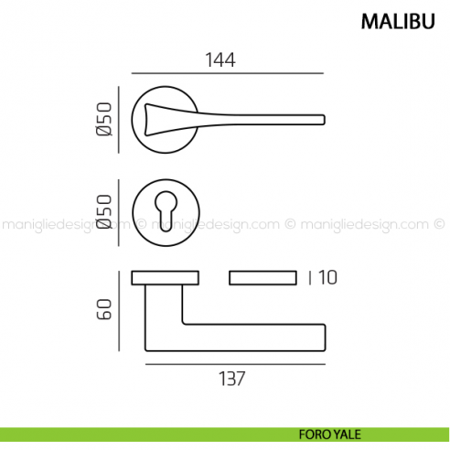 Maniglia per porta Malibu Comit foro yale