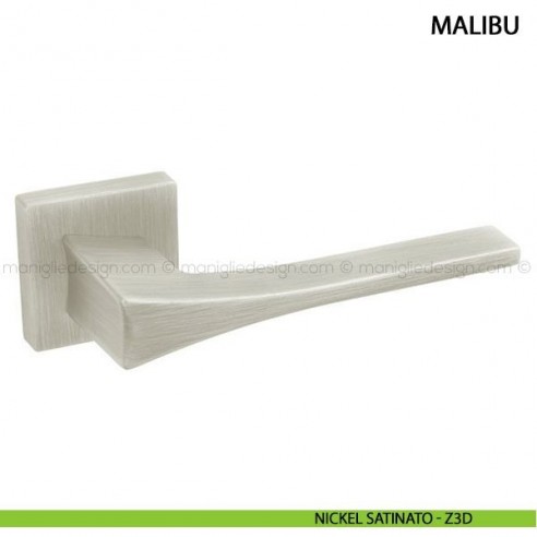 Maniglia per porta Malibu Comit con rosetta quadrata nichel satinato