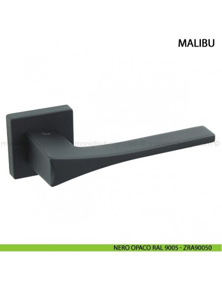Maniglia per porta Malibu Comit con rosetta quadrata nero opaco RAL 9005