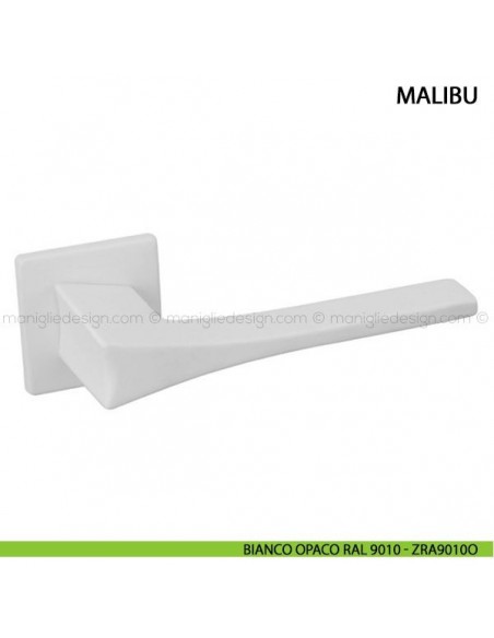 Maniglia per porta Malibu Comit con rosetta quadrata bianco opaco RAL 9010