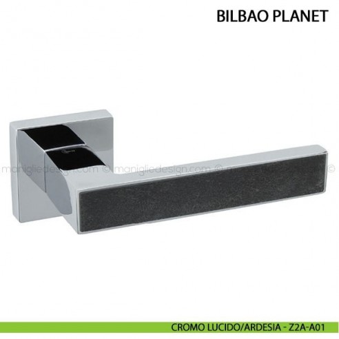 Maniglia con inserto in pietra per porta Bilbao Planet Comit cromo lucido/ardesia