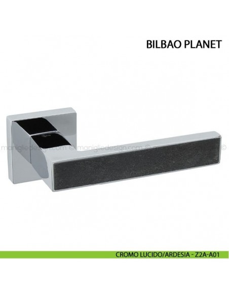 Maniglia con inserto in pietra per porta Bilbao Planet Comit cromo lucido/ardesia