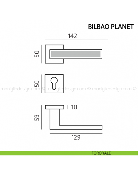 Maniglia con inserto in pietra per porta Bilbao Planet Comit foro patent