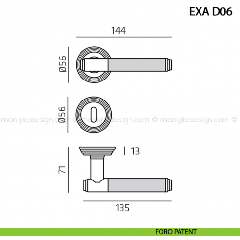 Maniglia per porta Exa Diamond Comit foro patent