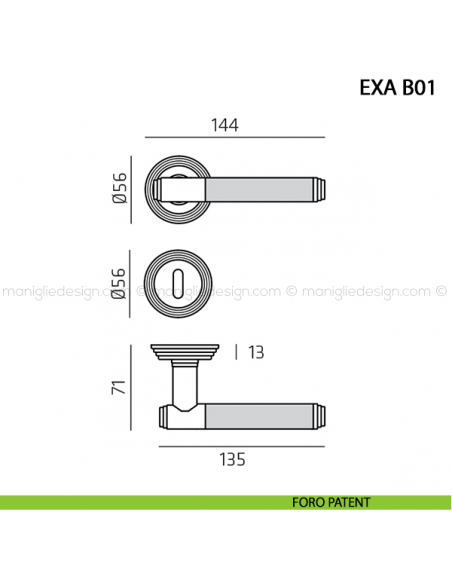 Maniglia in pelle per porta Exa Tailor Handmade Comit foro patent