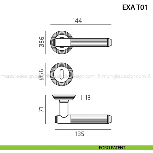 Maniglia per porta Exa Comit foro patent