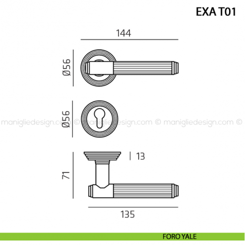Maniglia per porta Exa Comit foro yale