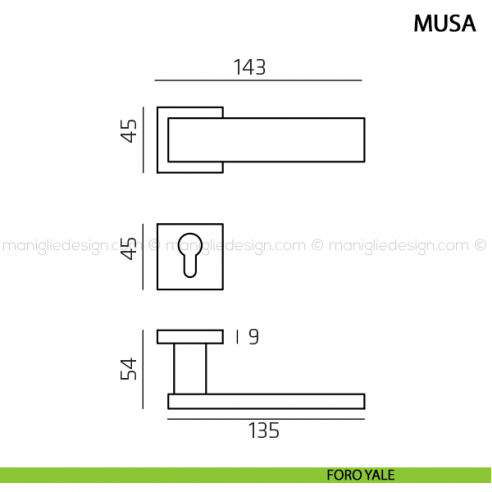 Maniglia per porta Musa Comit foro yale