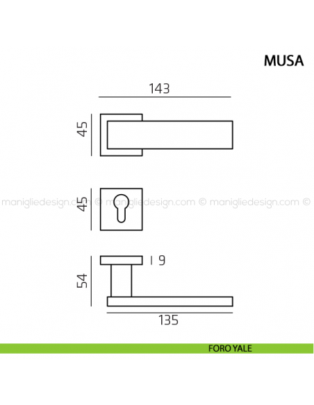 Maniglia per porta Musa Comit foro yale