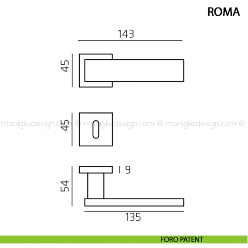 Maniglia per porta Roma Comit foro patent