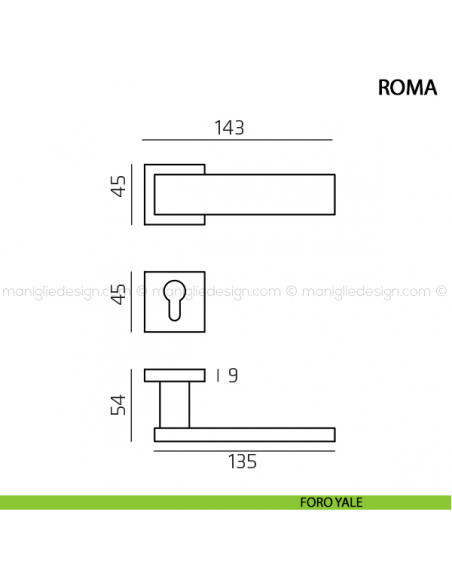 Maniglia per porta Roma Comit foro yale