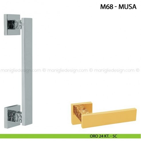 Maniglione per porta Musa Comit singolo 250 mm oro 24 kt.