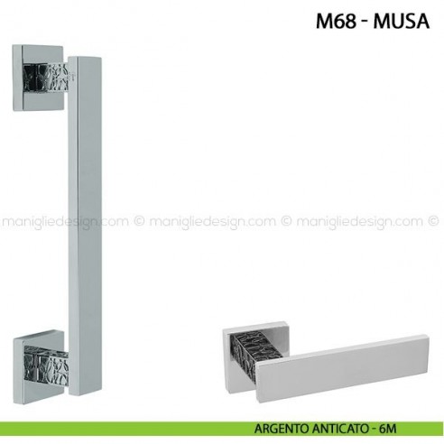Maniglione per porta Musa Comit singolo 250 mm argento anticato