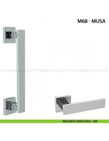 Maniglione per porta Musa Comit singolo 250 mm argento anticato