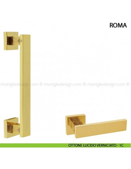 Maniglione per porta Roma Comit singolo 250 mm ottone lucido