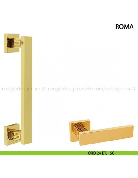 Maniglione per porta Roma Comit singolo 250 mm oro 24 kt.