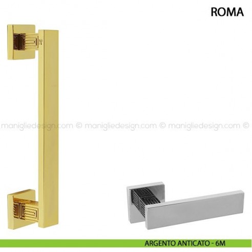 Maniglione per porta Roma Comit singolo 250 mm argento anticato