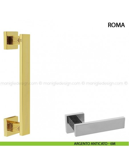 Maniglione per porta Roma Comit singolo 250 mm argento anticato