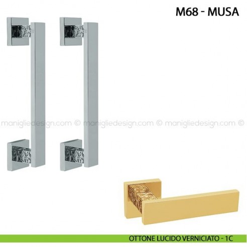 Maniglione per porta Musa Comit accoppiato 250 mm ottone lucido