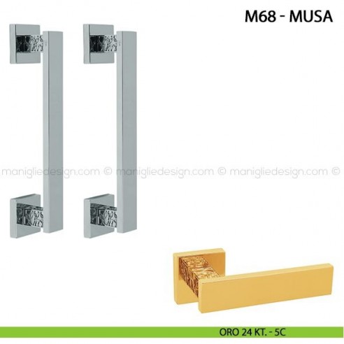Maniglione per porta Musa Comit accoppiato 250 mm oro 24 kt.