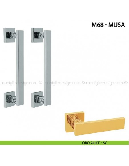 Maniglione per porta Musa Comit accoppiato 250 mm oro 24 kt.