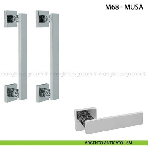 Maniglione per porta Musa Comit accoppiato 250 mm argento anticato