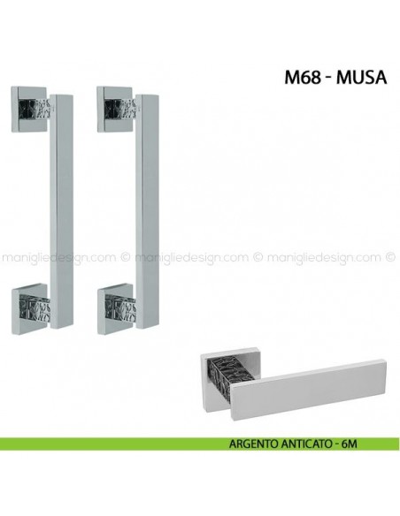 Maniglione per porta Musa Comit accoppiato 250 mm argento anticato