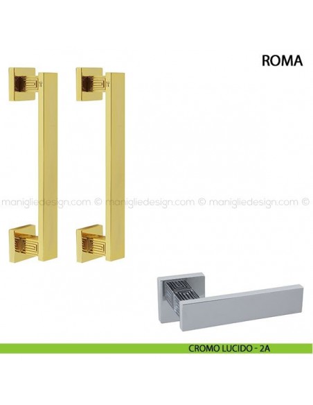 Maniglione per porta Roma Comit accoppiato 250 mm cromo lucido