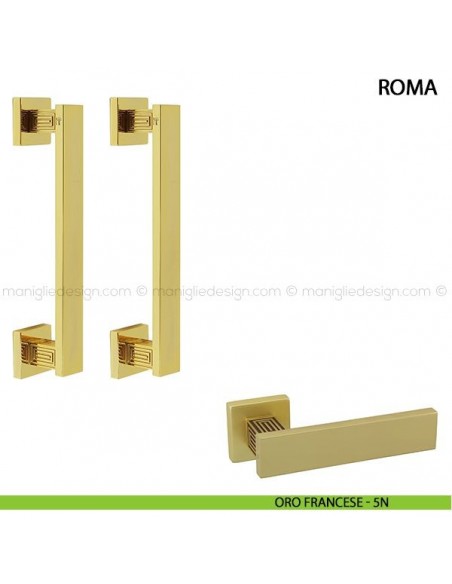 Maniglione per porta Roma Comit accoppiato 250 mm oro francese