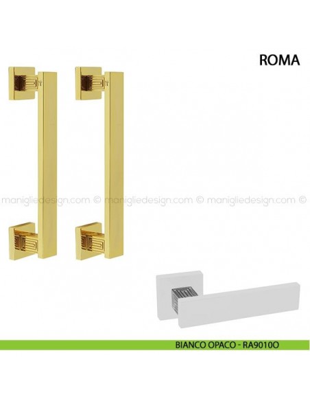 Maniglione per porta Roma Comit accoppiato 250 mm bianco opaco