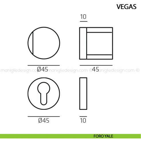 Pomolo girevole per porta Vegas Comit foro yale
