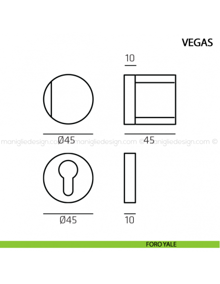 Pomolo girevole per porta Vegas Comit foro yale
