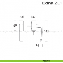Maniglia per finestra DK con chiave su placca Z61 Edna Reguitti 2