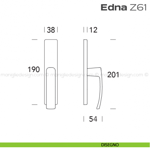 Maniglia per finestra cremonese Z61 Edna Reguitti disegno