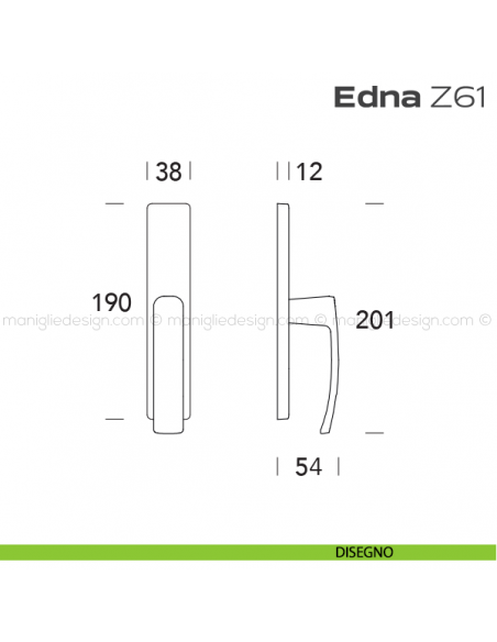 Maniglia per finestra cremonese Z61 Edna Reguitti disegno