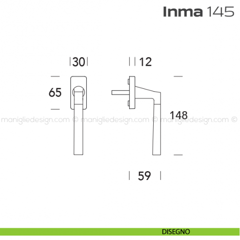 Maniglia per finestra martellina 145 Inma Reguitti disegno